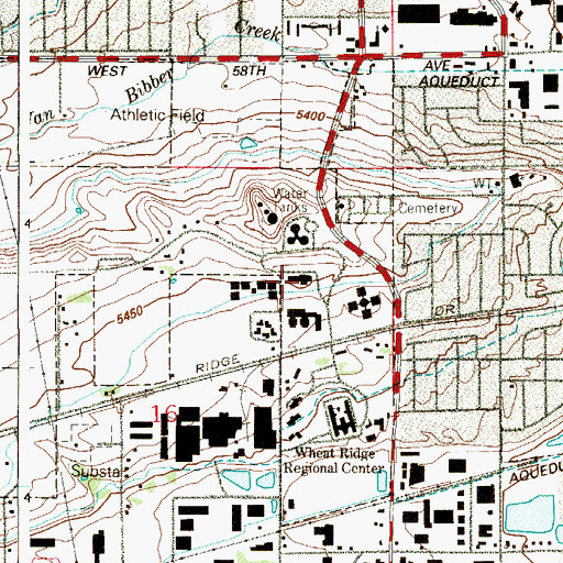 Topographic Map of Red Rocks Community College Arvada Campus, CO