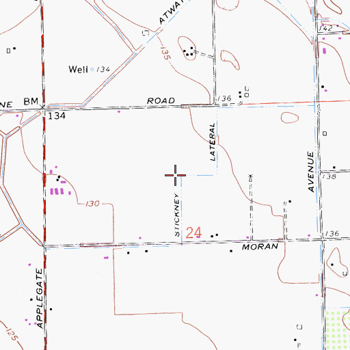 Topographic Map of Stickney Lateral, CA