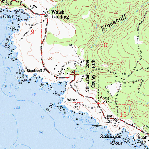 Topographic Map of Stillwater Cove Regional Park, CA