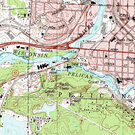 Topographic Map of Rhinelander Wastewater Treatment Facility, WI