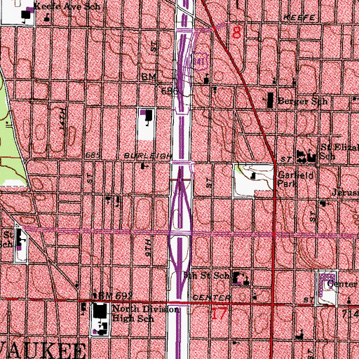 Topographic Map of Borchert Field (historical), WI