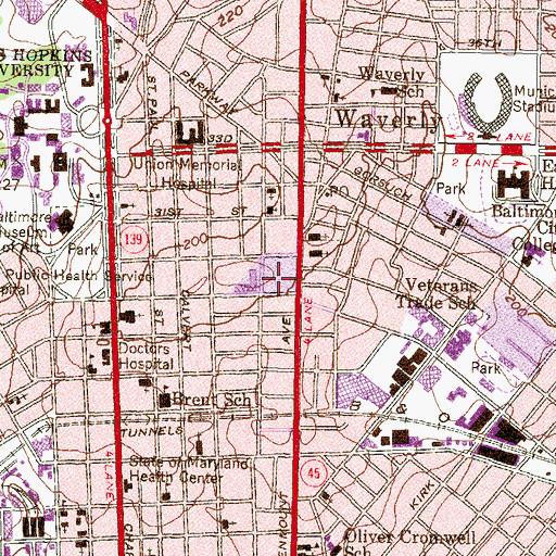Topographic Map of Oriole Park (historical), MD