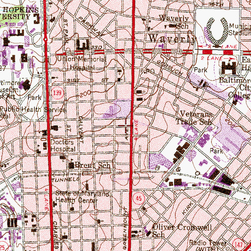 Topographic Map of Union Park (historical), MD