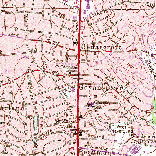 Topographic Map of Senator Theatre, MD