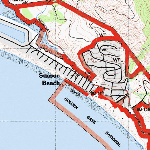Topographic Map of Stinson Beach, CA