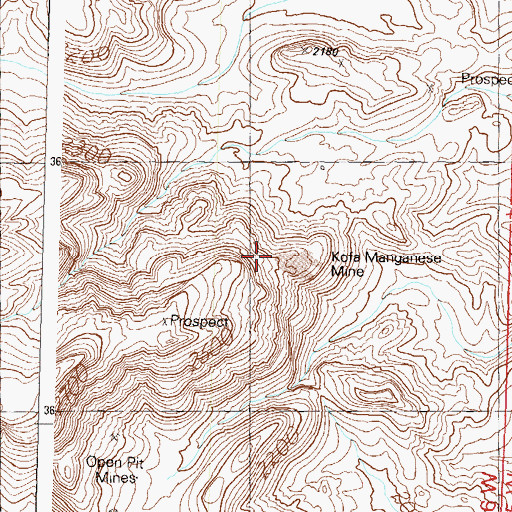 Topographic Map of Kofa Manganese Mine, AZ