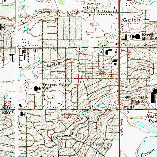 Topographic Map of Rolling Hills, CO