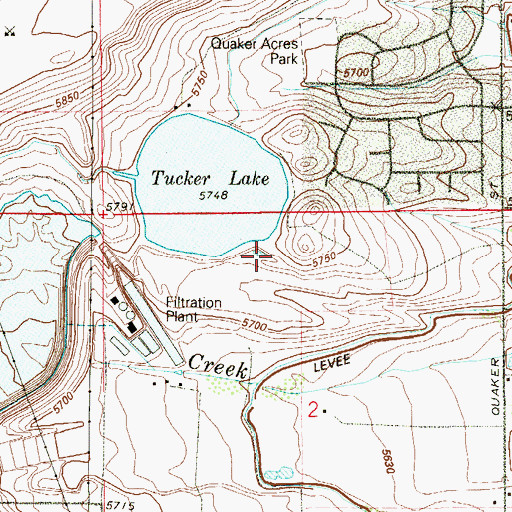 Topographic Map of Tucker Lake Open Space Park, CO