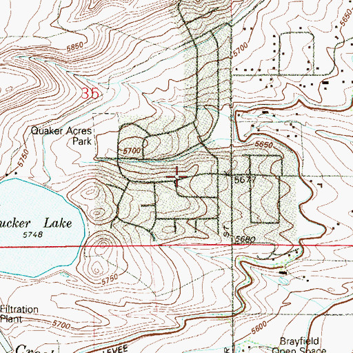 Topographic Map of Quaker Acres, CO