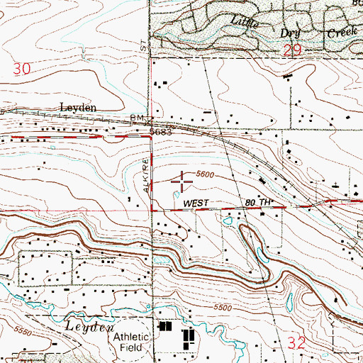 Topographic Map of Alkire Estates, CO