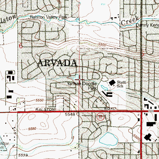 Topographic Map of Ralston Estates, CO