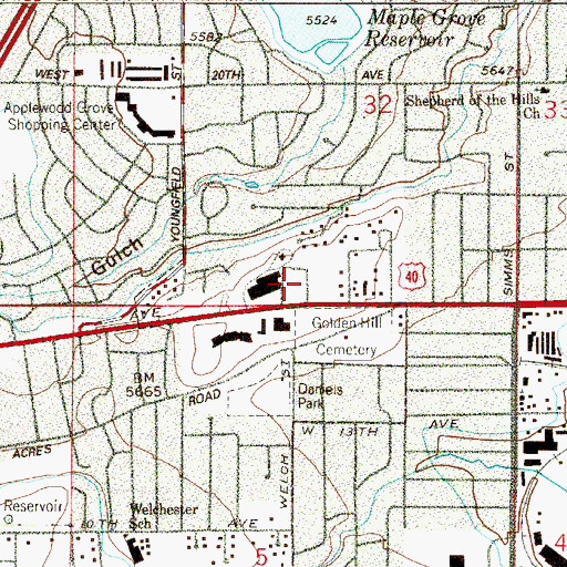 Topographic Map of Blue Star Memorial Park, CO