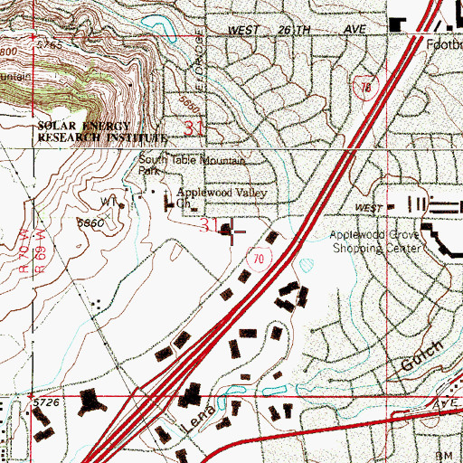 Topographic Map of Tanglewood Sports Park, CO