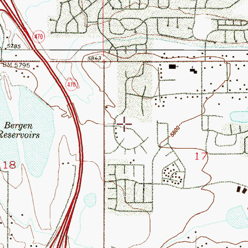 Topographic Map of Belleview Acres Park, CO