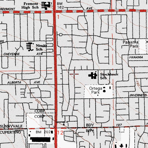 Topographic Map of Stocklmeir School, CA