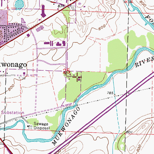 Topographic Map of Village of Mukwonago Wastewater Treatment Plant, WI