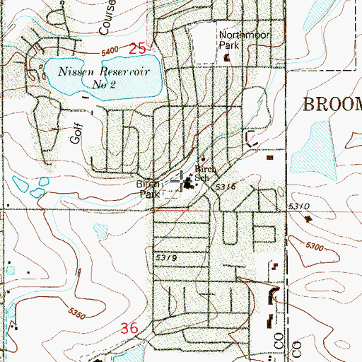 Topographic Map of Birch Elementary School, CO