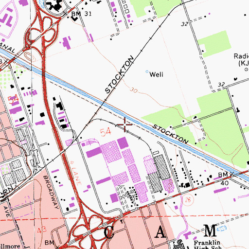 Topographic Map of Stockton Diverting Canal, CA