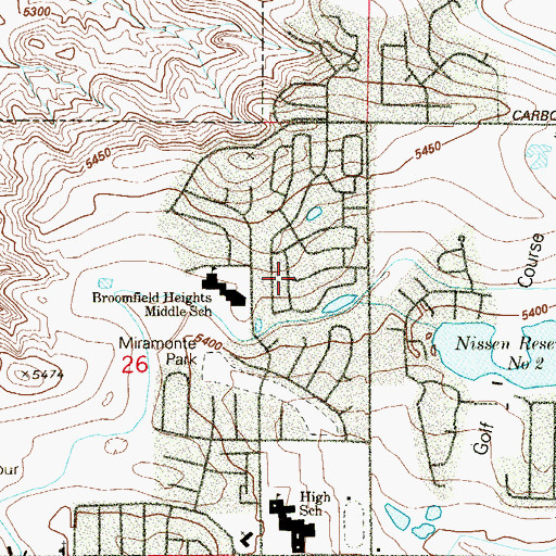 Topographic Map of Broomfield Heights, CO