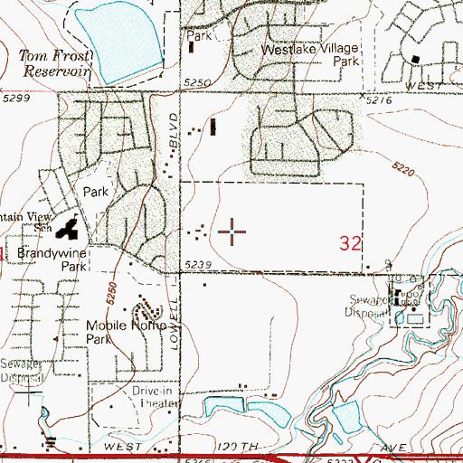 Topographic Map of Crofton Park, CO