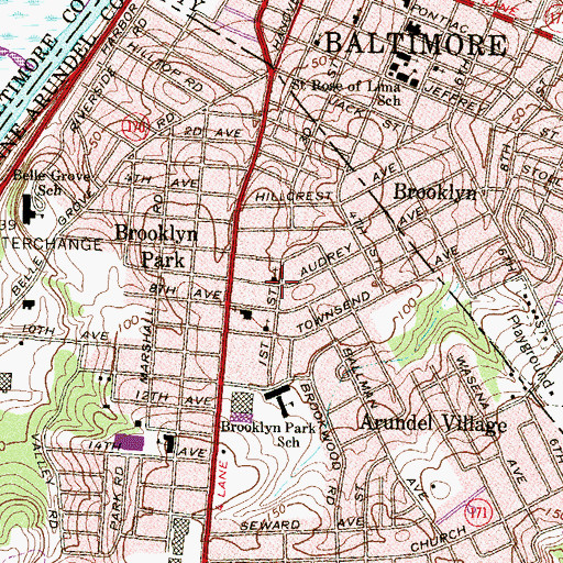 Topographic Map of Brooklyn Church of the Nazarene, MD