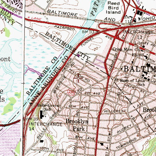 Topographic Map of Brooklyn Park United Brethren Church, MD