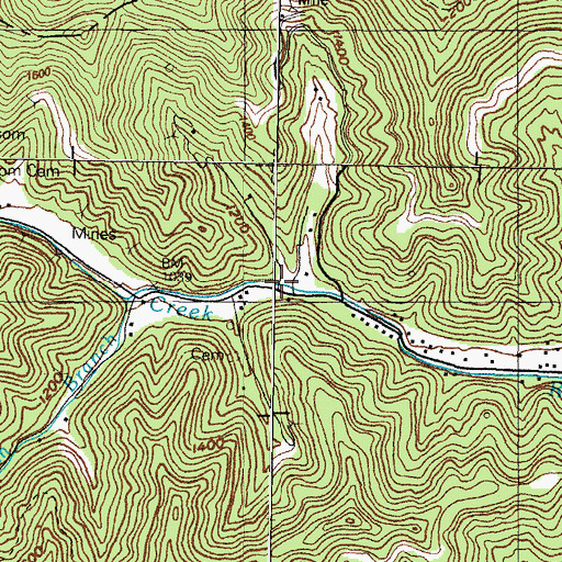 Topographic Map of Andy Akers Branch, KY