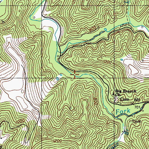 Topographic Map of Bee Branch, KY