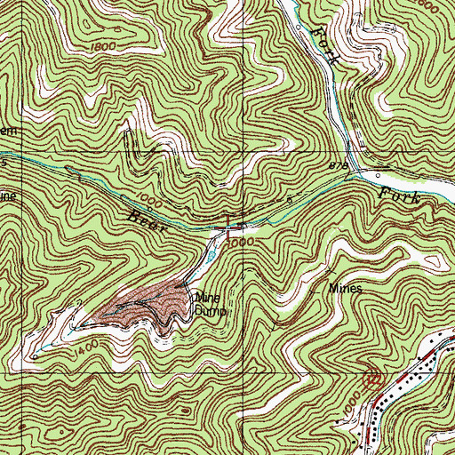 Topographic Map of Big Rock Branch of Bear Fork, KY
