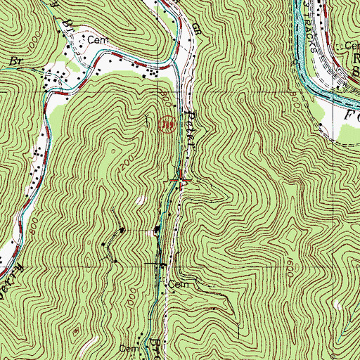 Topographic Map of Big Root Branch, KY