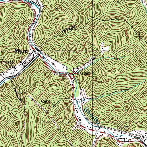 Topographic Map of Cane Branch, KY