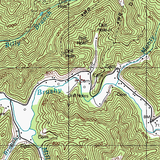 Topographic Map of Home Branch, KY