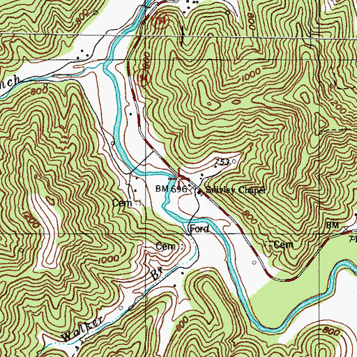 Topographic Map of Horse Pen Branch, KY