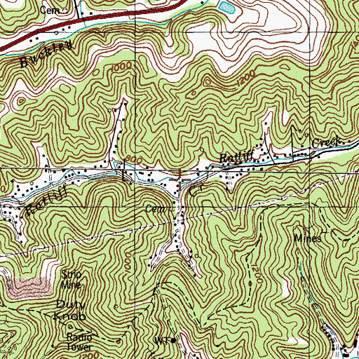 Topographic Map of Horseshoe Branch, KY