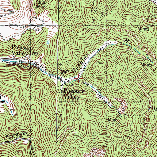 Topographic Map of Johnson Hollow, KY