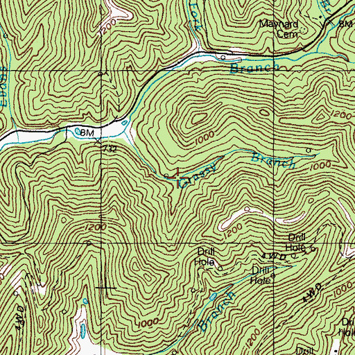 Topographic Map of Little Grassy Fork, KY