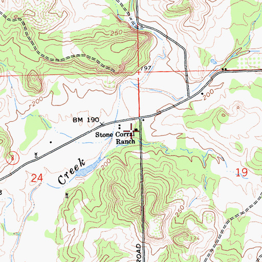 Topographic Map of Stone Corral Ranch, CA
