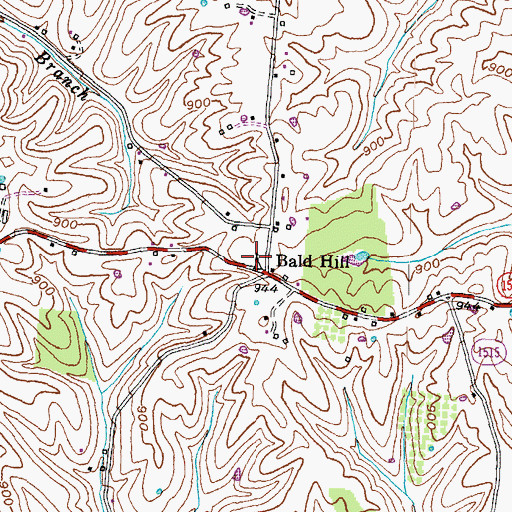 Topographic Map of Bald Hill Church, KY