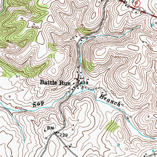 Topographic Map of Battle Run Presbyterian Church, KY