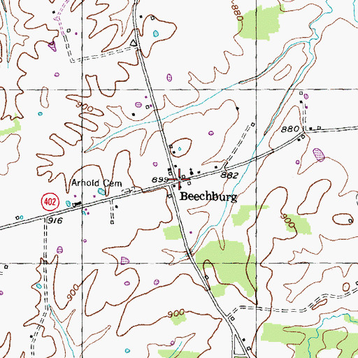 Topographic Map of Beechbry Post Office (historical), KY