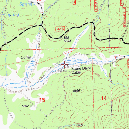 Topographic Map of Stone Dairy Cabin, CA