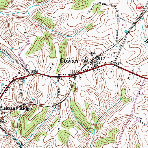 Topographic Map of Cowan Railroad Station (historical), KY