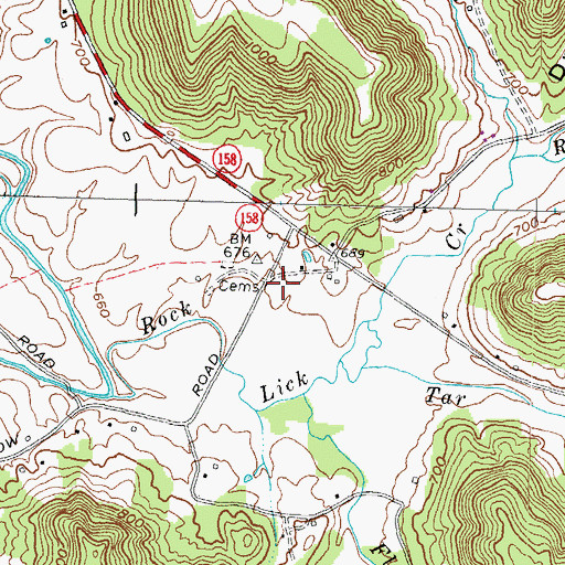 Topographic Map of Emmons Cemetery, KY