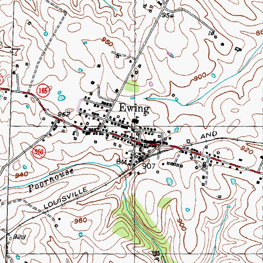 Topographic Map of Ewing Post Office, KY