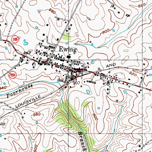 Topographic Map of Ewing Railroad Station (historical), KY