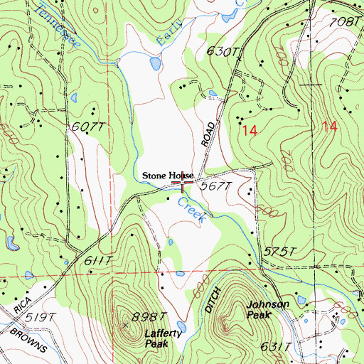 Topographic Map of Stone House, CA