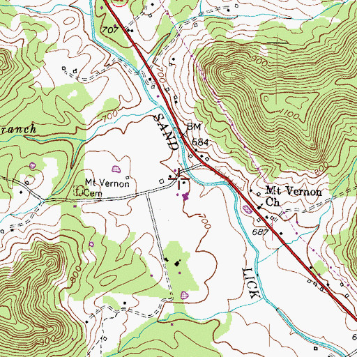 Topographic Map of Franklins Mill Post Office (historical), KY