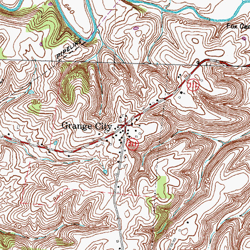 Topographic Map of Grange City Post Office (historical), KY