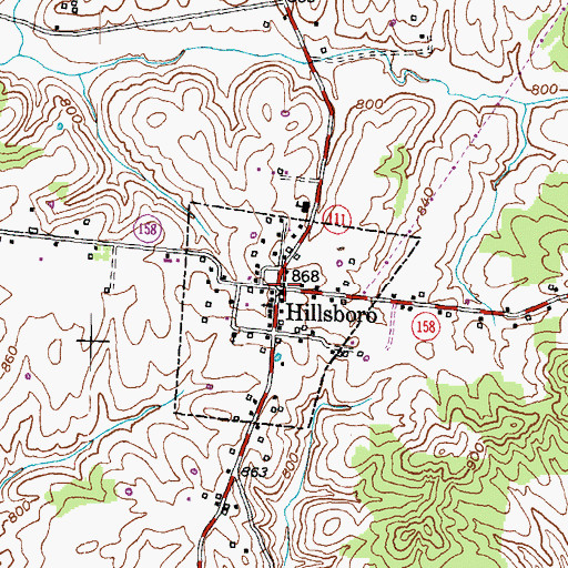 Topographic Map of Hillsboro Post Office, KY