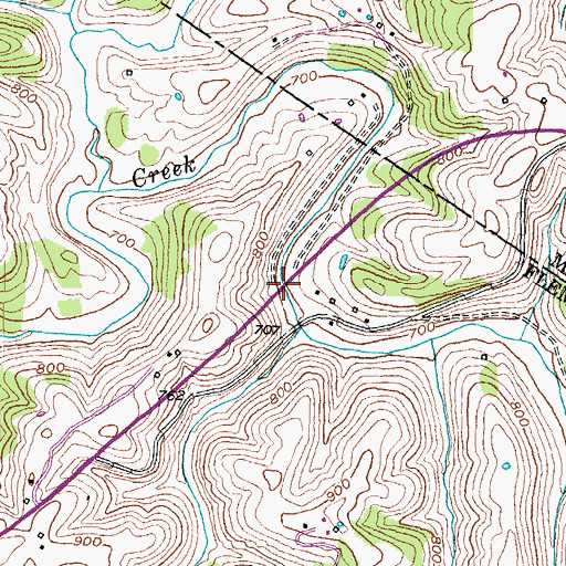 Topographic Map of Johnson Bridge, KY